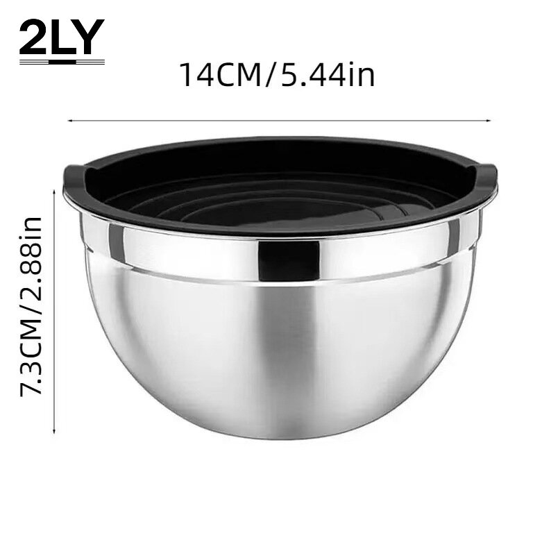 Baking Kitchen Set - 厚みのあるステンレス製ミキシングボウルセット（蓋付き）、キッチンサラダボウル、生地こね器、ケーキ作り、料理、食品保存用