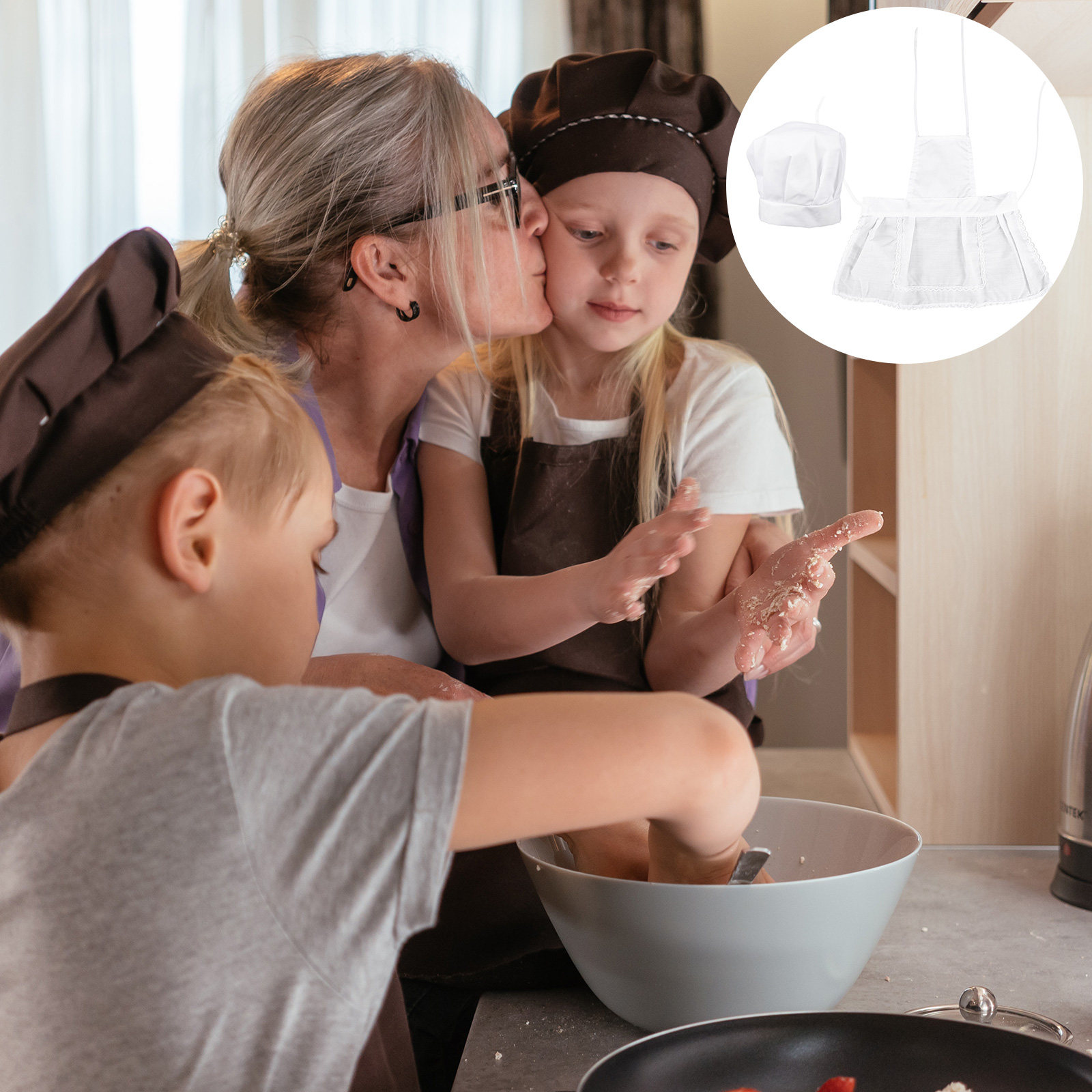 1組の子供用シェフハットとエプロンセット。キッチンやベーキン - Kitchen Kids Baking Set のレビューと価格