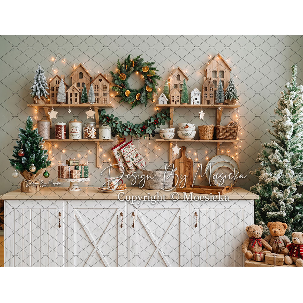 モクシカ クリスマス ジンジャーブレッド キッチン背景 写真 - Kitchen Baking Background のレビューと価格