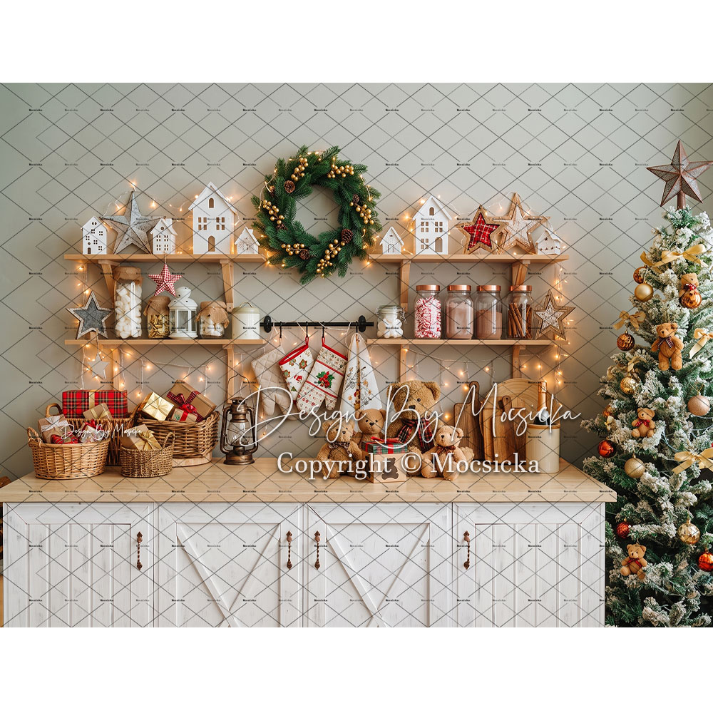モクシカ クリスマス ジンジャーブレッド キッチン背景 写真 - Kitchen Baking Background のレビューと価格