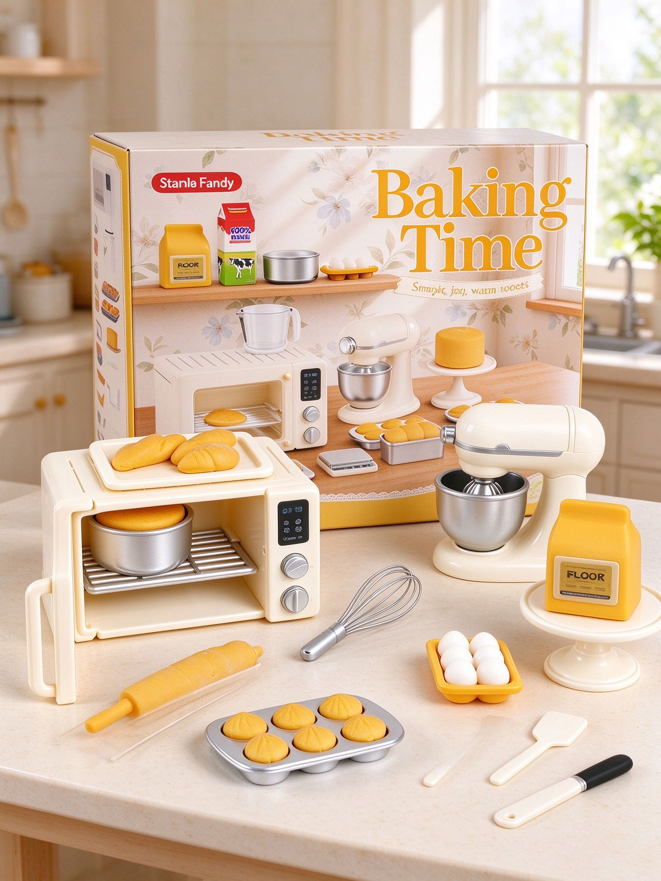 ミニサイズのベーキングおもちゃセット。ドールハウス用のミニチ - Kitchen Kids Baking Set のレビューと価格