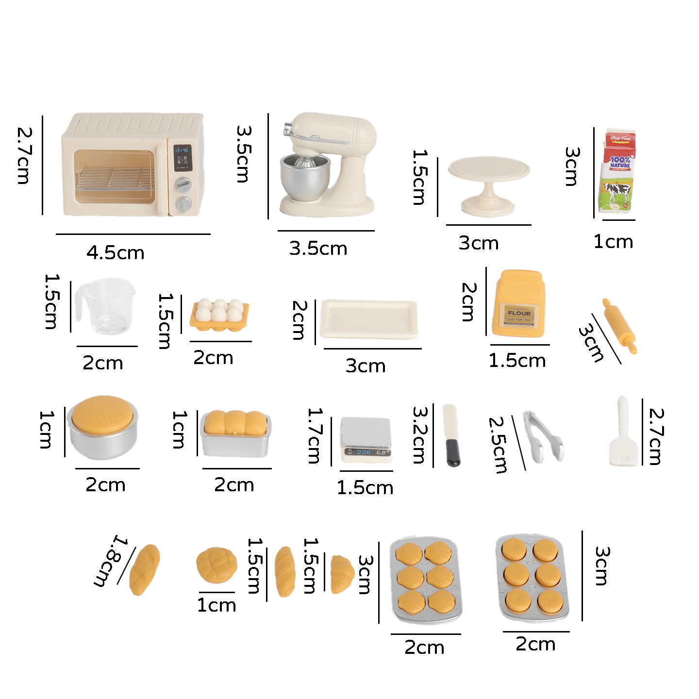 ミニサイズのベーキングおもちゃセット。ドールハウス用のミニチ - Kitchen Kids Baking Set のレビューと価格