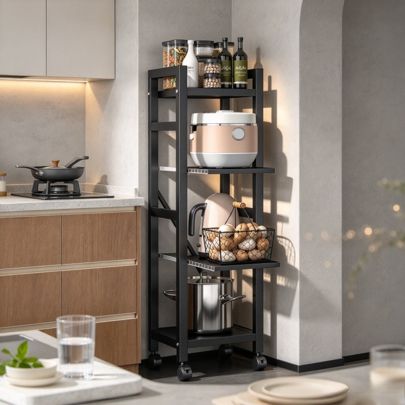 引き出し式のキッチンラック、床置きの鍋棚、多段式の隙間収納、 - Kitchen Baking Cart のレビューと価格